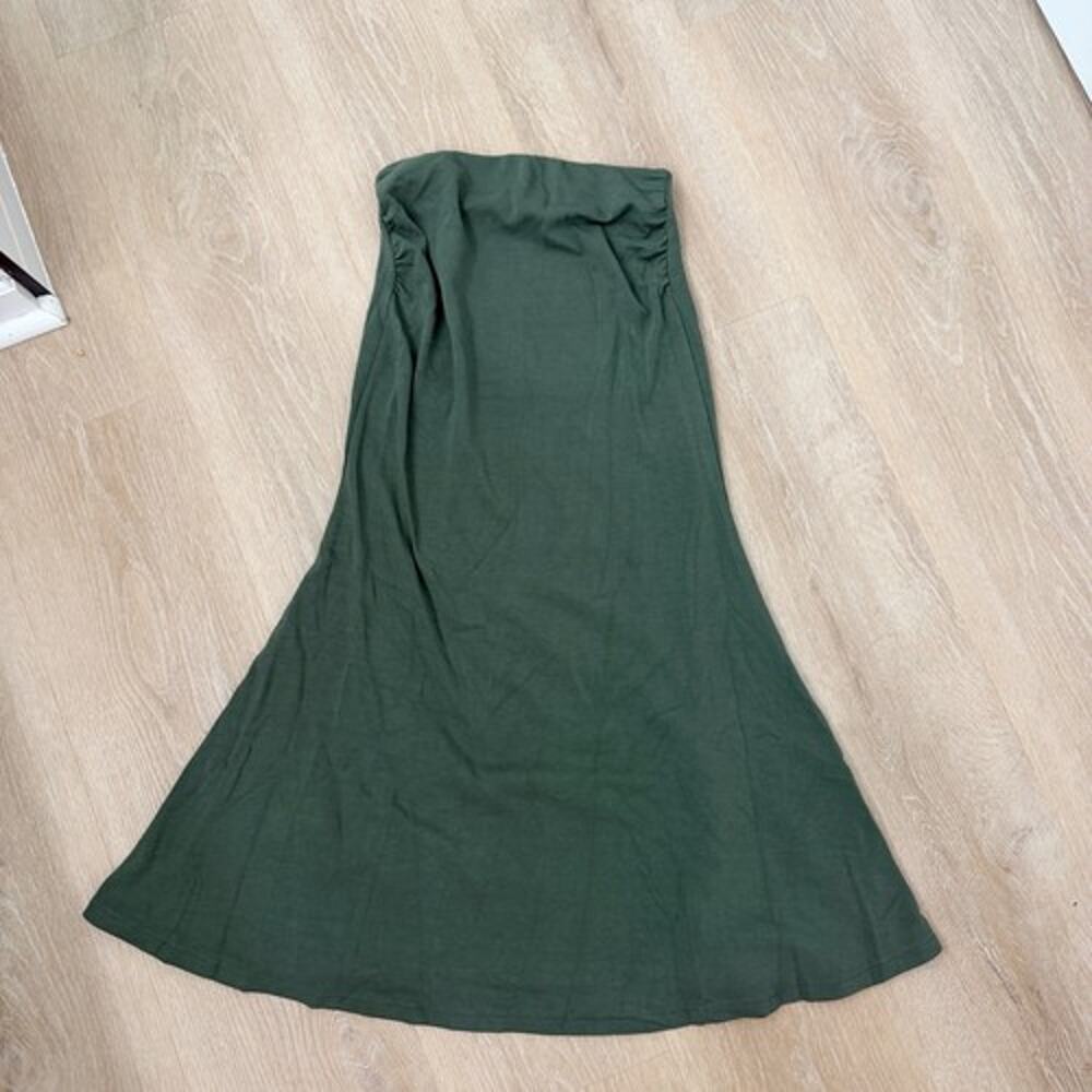 Women’s OGL Green Solid Knit Stretch High Rise Pull On Maxi Skirt Skirt S